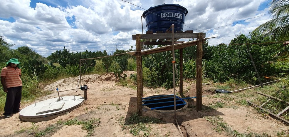 Sistema de reuso das águas cinzas montado pela Embrapa Semiárido — Foto: Divulgação / Embrapa