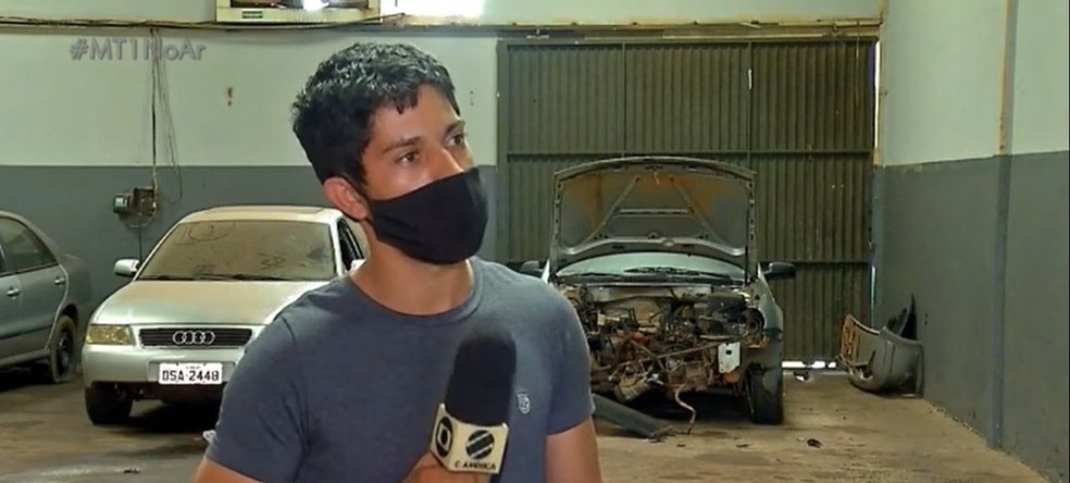 Mecânico João Paulo Andrade da Costa foi espancado por cliente em Tangará da Serra — Foto: TV Centro América