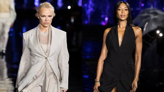 Pamela Anderson e Naomi Campbell colocam etarismo à prova na passarela da Boss em Miami