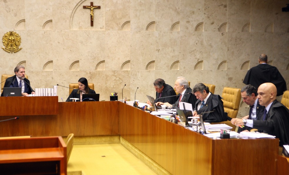 Ministros do STF no plenário do tribunal durante a sessão desta quarta-feira (16) — Foto: Nelson Jr./SCO/STF