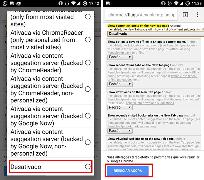 Reinicie o Google Chrome para aplicar remoção de sugestões de notícias em novas abas (Foto: Reprodução/Elson de Souza)