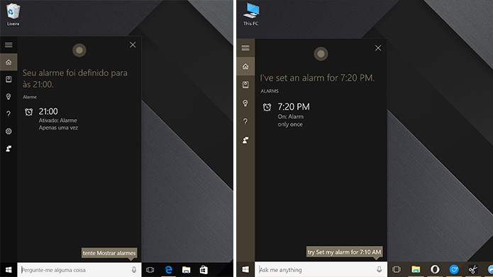 Cortana pode ativar e cancelar alarmes no Windows 10 (Foto: Reprodução/Elson de Souza)