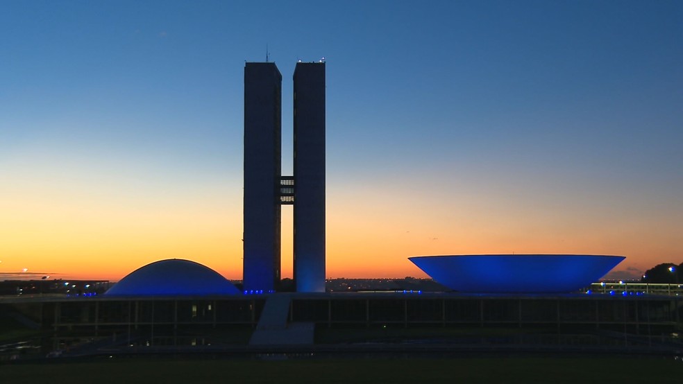 Amanhecer no Congresso Nacional, em Brasília, em 22 de abril de 2021 — Foto: TV Globo/Reprodução
