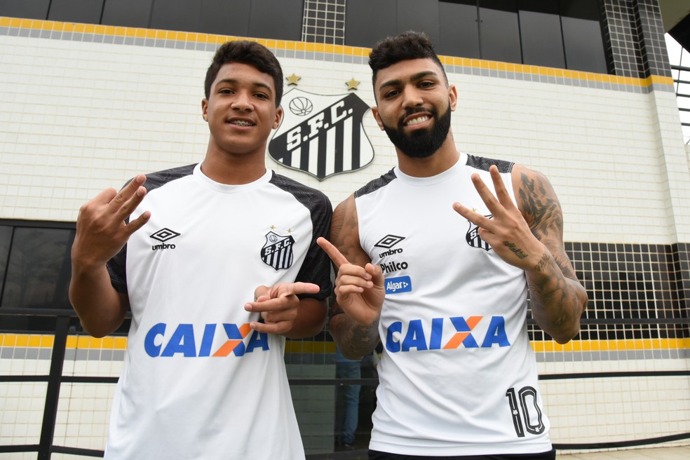 Marcos Leonardo e Gabigol, os homens "hat-trick" do Santos (Foto: Ivan Storti/Santos FC)