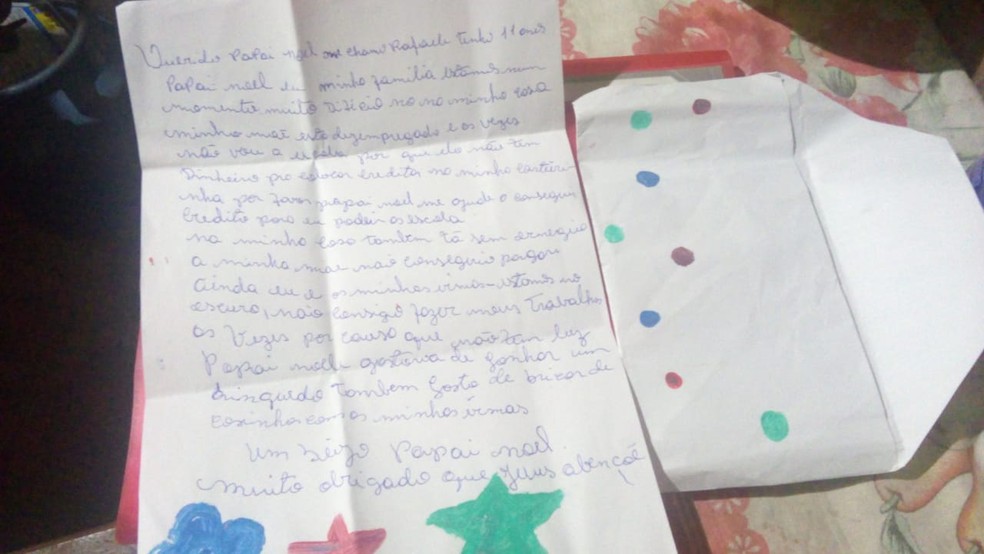 Carta da menina Rafaele escreveu para o Papai Noel — Foto: Reprodução