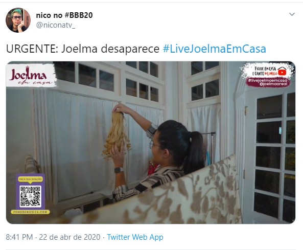 Live de Joelma vira meme na web (Foto: Reprodução/Twitter)