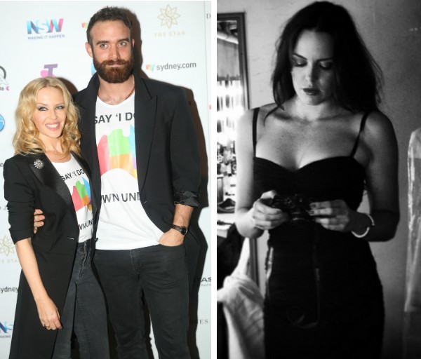 A cantora Kylie Minogue, seu ex-noivo, o ator Joshua Sasse, e a atriz Marta Milans (Foto: Getty Images/Instagram)