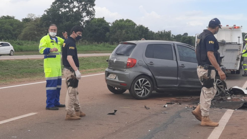 Acidente na BR-163, em Rondonópolis — Foto: Amanda Sanches/ TV Centro América