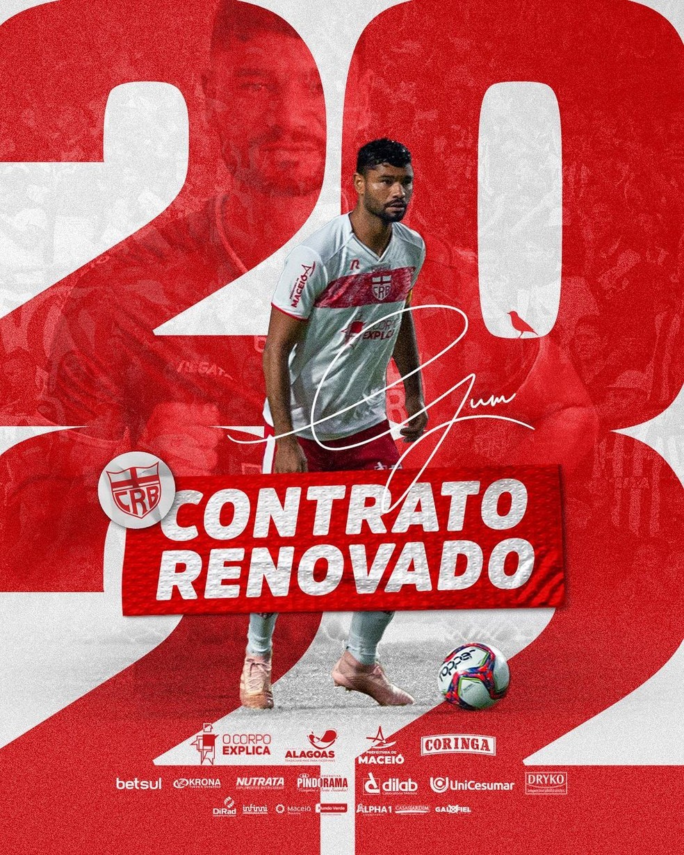 Capitão da equipe, Gum fica no CRB para 2022 — Foto: Divulgação/CRB