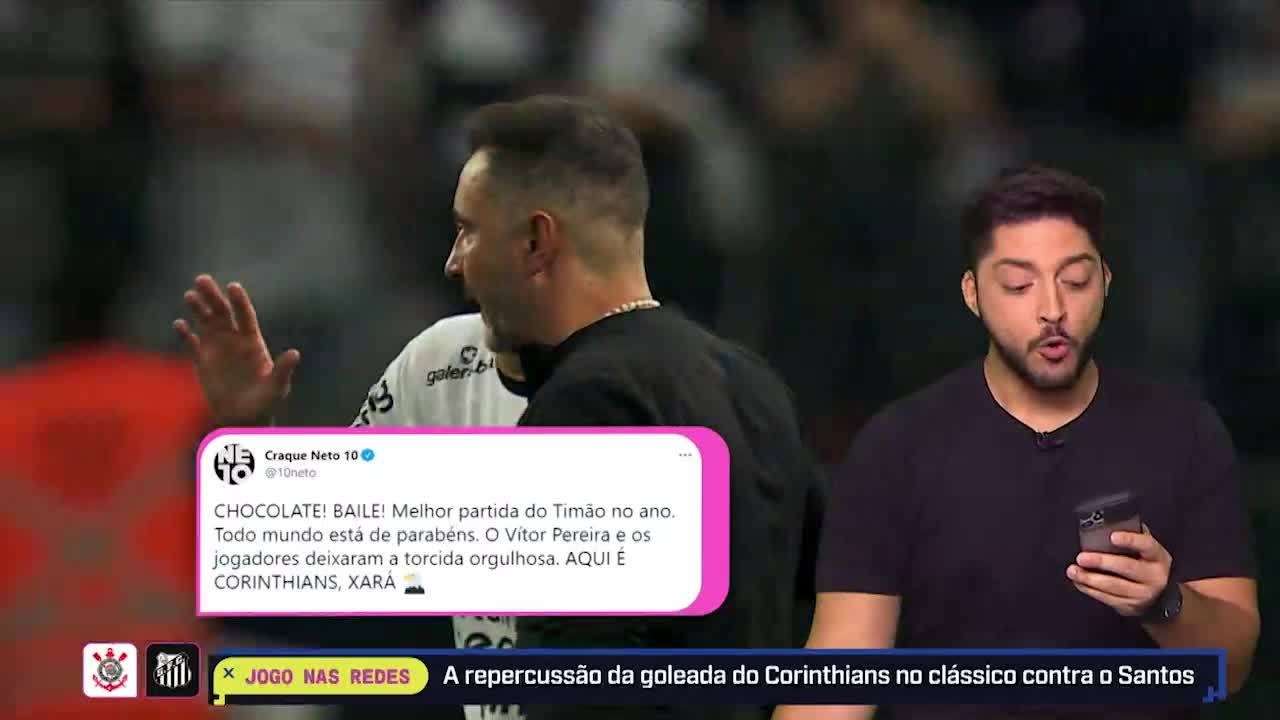 JOGOS NA REDES: A repercussão da goleada do Corinthians no clássico contra o Santos