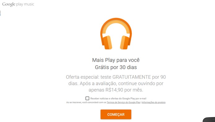 Google Play Music oferece período de testes de 90 dias gratuitos do pacote Premium (Foto: Reprodução/Barbara Mannara)