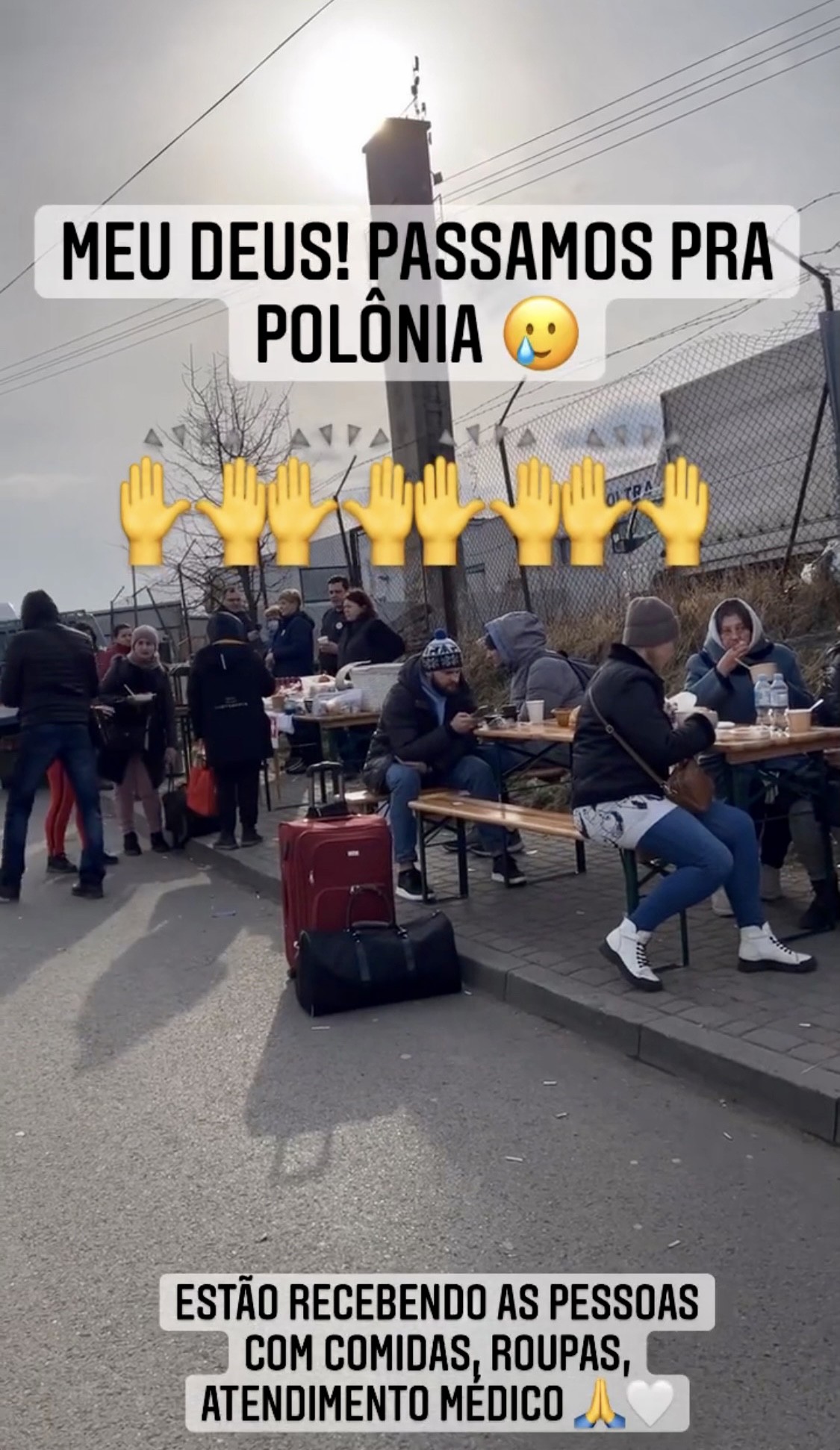 Aline narra a saga da família para cruzar a fronteira da Ucrânia e chegar à Polônia (Foto: Arquivo Pessoal)