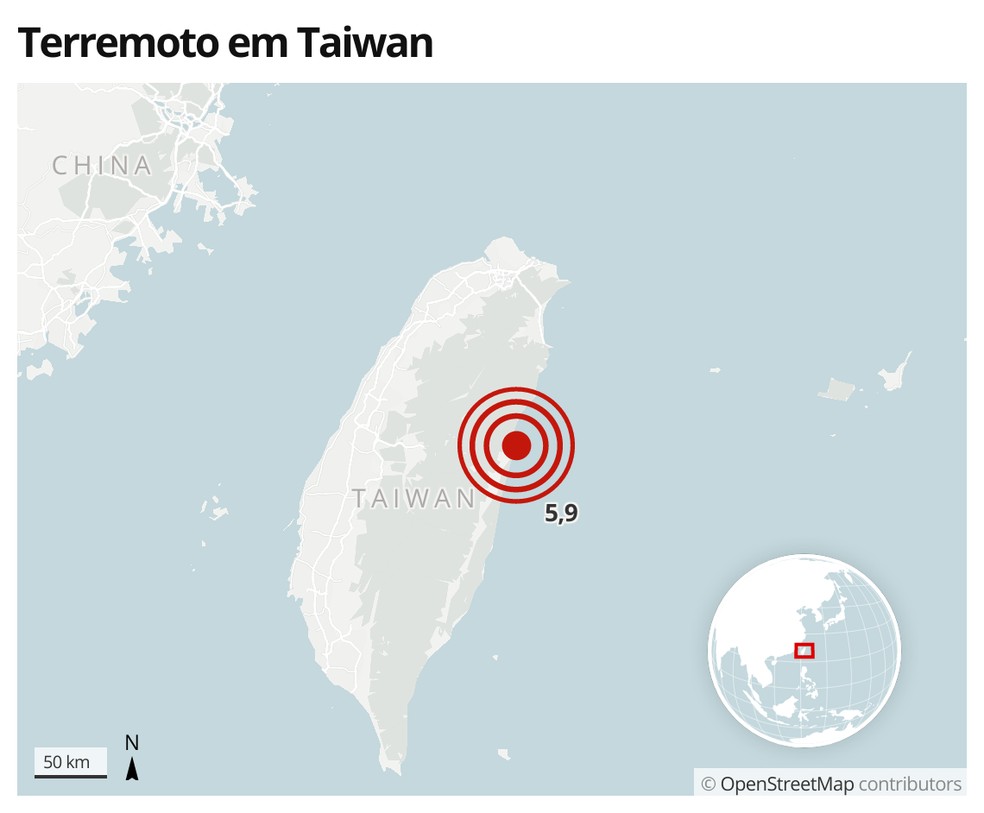 Terremoto em Taiwan em 18 de abril de 2021 — Foto: G1 Mundo