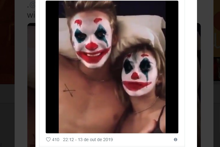Cody Simpson e Miley Cyrus usam filtro do Coringa (Foto: Reprodução/ Instagram)