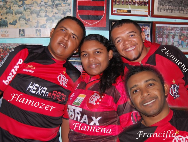Zicomengo, Flamozer, Flamena e Francifla. Família de rubro-negros em Caicó-RN (Foto: Divulgação)
