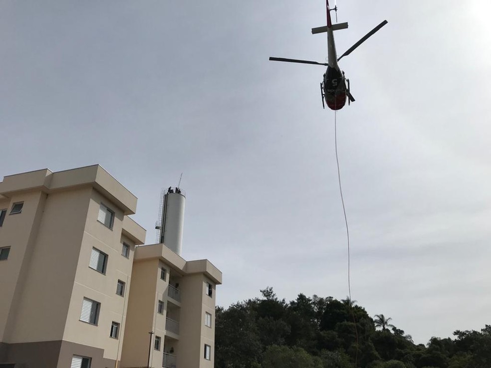 Helicóptero foi chamado para o resgate em Cabreúva — Foto: Arquivo pessoal