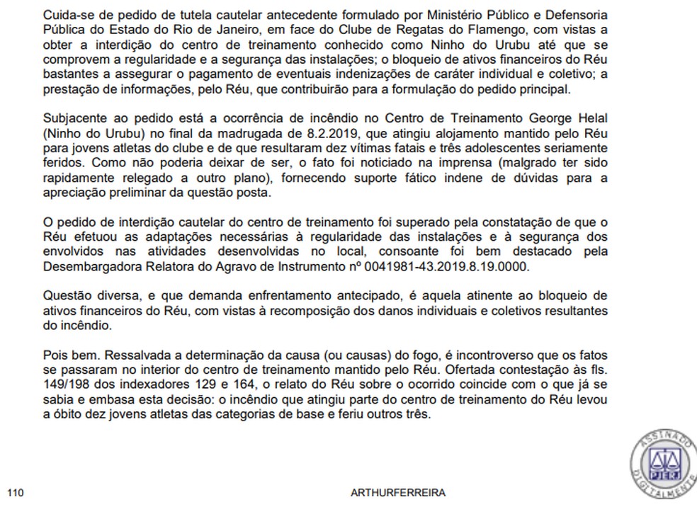 A decisão cautelar do caso  — Foto: Reprodução