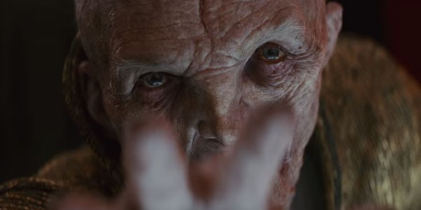 Chega de holograma! Finalmente o Supremo Líder Snoke surge em carne, osso e computação gráfica (Foto: Reprodução)