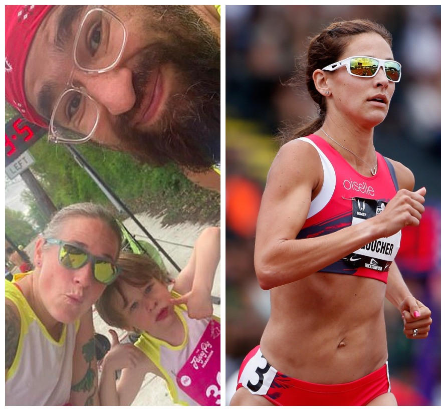 A corredora profissional Kara Goucher criticou Ben e Kami Crawford por levarem o filho para uma maratona  (Foto: Facebook/Getty Images)