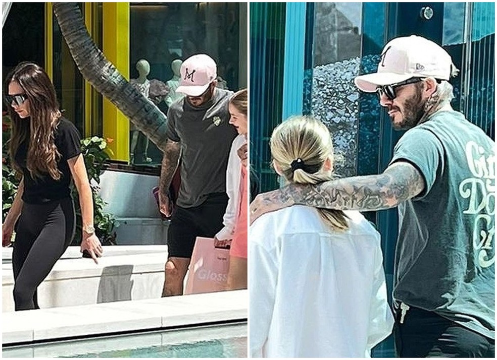 Victoria e David Beckham com Harper — Foto: The Grosby Group