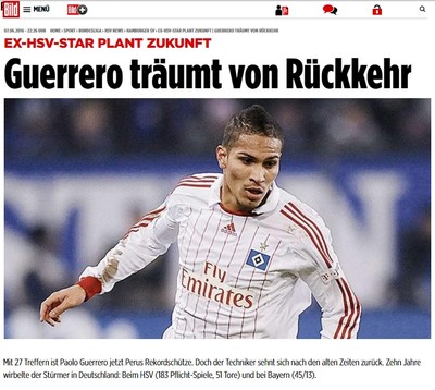 Guerrero poderia estar voltando ao Hamburgo? (Foto: Reprodução)