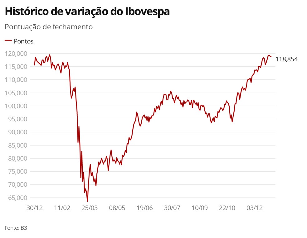 Histórico de variação do Ibovespa — Foto: Economia G1