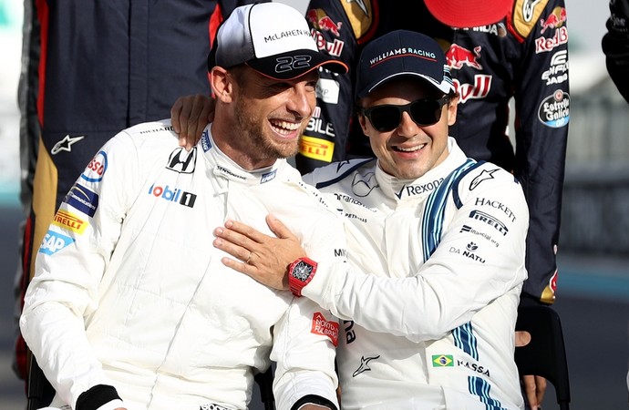 Jenson Button e Felipe Massa se aposentaram da Fórmula 1 no GP de Abu Dhabi deste domingo (Foto: Getty Images)