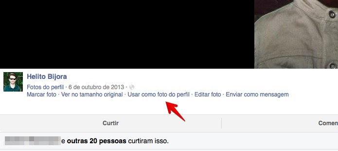 Definindo imagem como foto de perfil (Foto: Reprodução/Helito Bijora) 