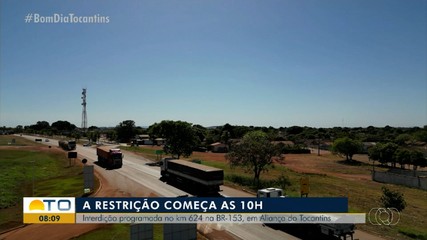 Trecho da BR-153 em Aliança do Tocantins terá restrição programada