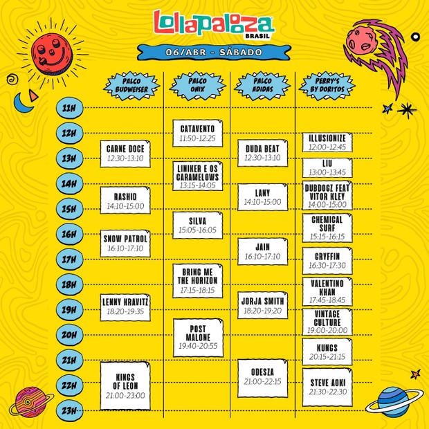 Lollapalooza Brasil divulga horários dos shows e a divisão das atrações por  palcos - Jornal Expresso Carioca