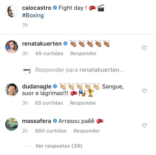 Comentário de Grazi Massafera em foto de Caio Castro (Foto: Reprodução/Instagram)