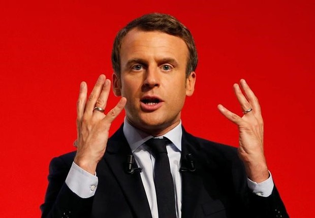Candidato à Presidência da França Emmanuel Macron durante evento de campanha em Chatellerault, na França (Foto: Regis Duvignau/Reuters)
