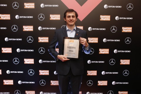 Victor Bulgarelli de Azevedo Sodré, da Limpidus, durante o Prêmio Melhores Franquias do Brasil 2019