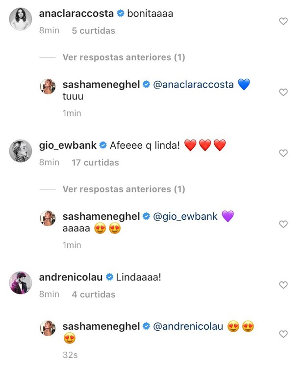 Famosos elogiam Sasha Meneghel (Foto: Reprodução / Instagram)
