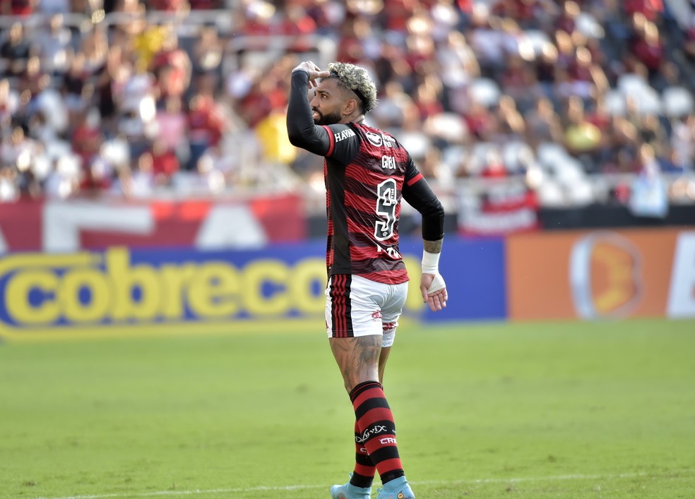 Gabigol irritado com torcedores do Flamengo no jogo contra o Resende — Foto: André Durão