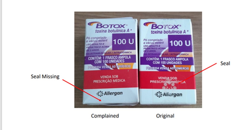 Anvisa emite alerta sobre Botox falsificado. — Foto: Anvisa