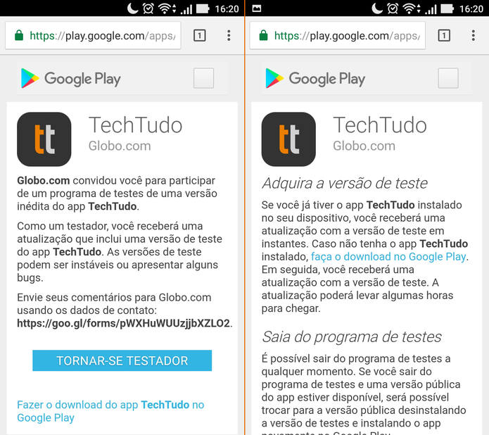 Passo a passo para habilitar o TechTudo Beta no Android (Foto: Reprodução/TechTudo)