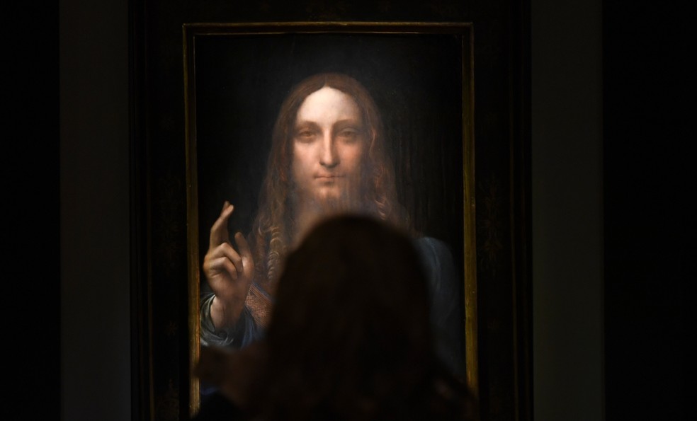 'Salvator Mundi', de Leonardo da Vinci, é exibida na Christie durante coletiva de imprensa (Foto: Timothy A. Clary/AFP)
