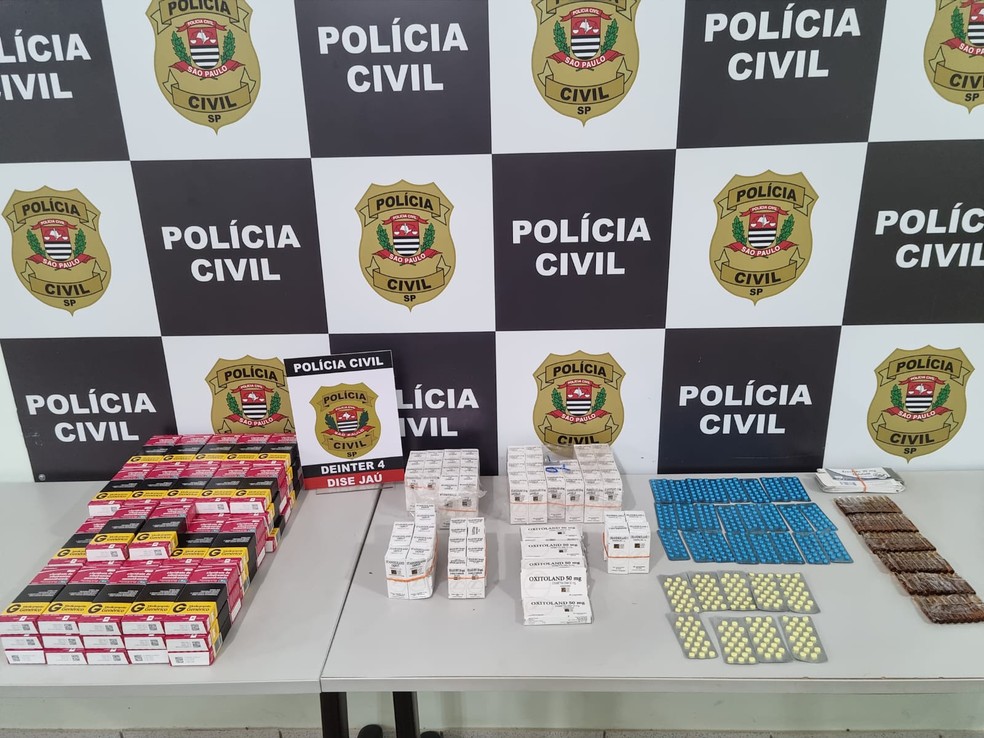 Anabolizantes e outros produtos ilícitos apreendidos em Jaú — Foto: Polícia Civil/Divulgação