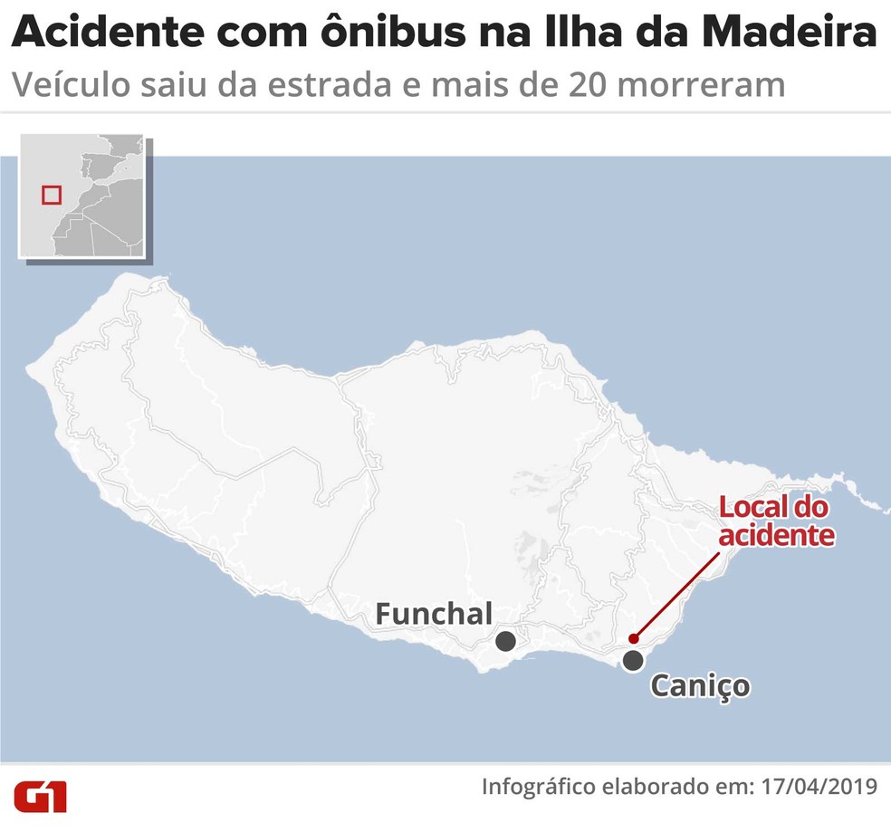 Acidente de ônibus na Ilha da Madeira — Foto: Rodrigo Sanches/G1