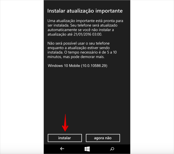 Confirme a instalação do Windows 10 Mobile (Foto: Reprodução/Helito Bijora) 