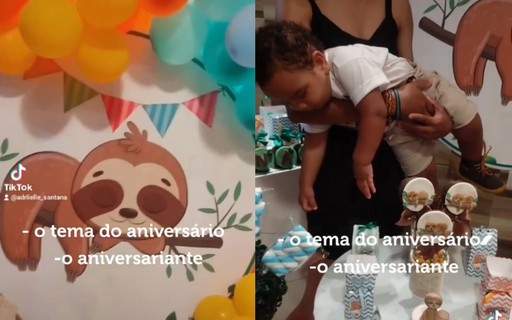 Vídeo: festa de um ano com tema de bicho-preguiça viraliza nas redes sociais
