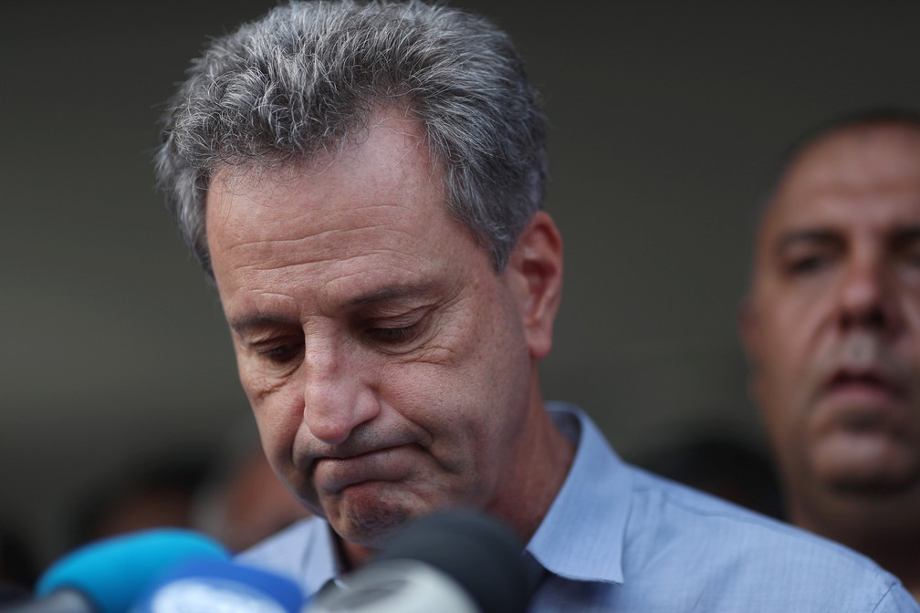 Rodolfo Landim, presidente do Flamengo, após tragédia no CT do clube — Foto: REUTERS/Ricardo Moraes