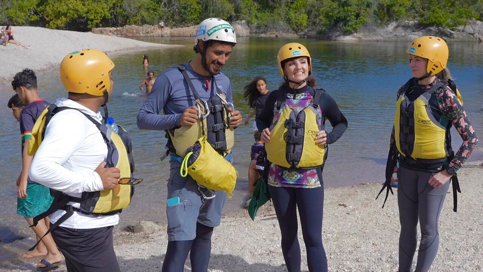 Aquatrekking na Prainha de Cavalgante, com o 'Plug'  — Foto: Marie-Claire Devos 
