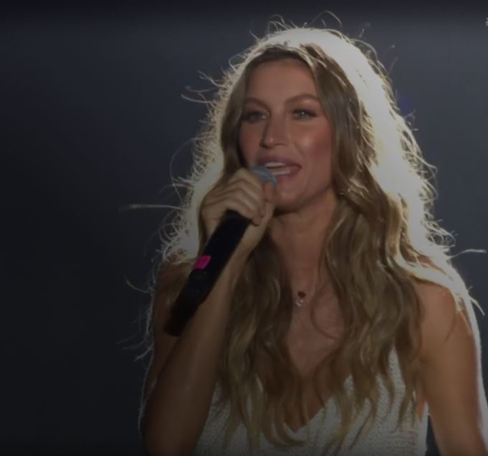 Gisele Bündchen se emociona e vai as lágrimas ao lançar projeto social no Rock in Rio (Foto: Reprodução Multishow)