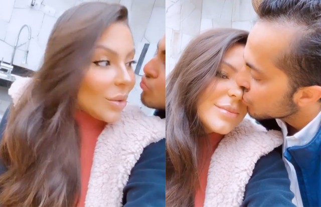 Andressa Ferreira se assusta ao ganhar um beijo surpresa de Thammy Miranda (Foto: Reprodução/Instagram)