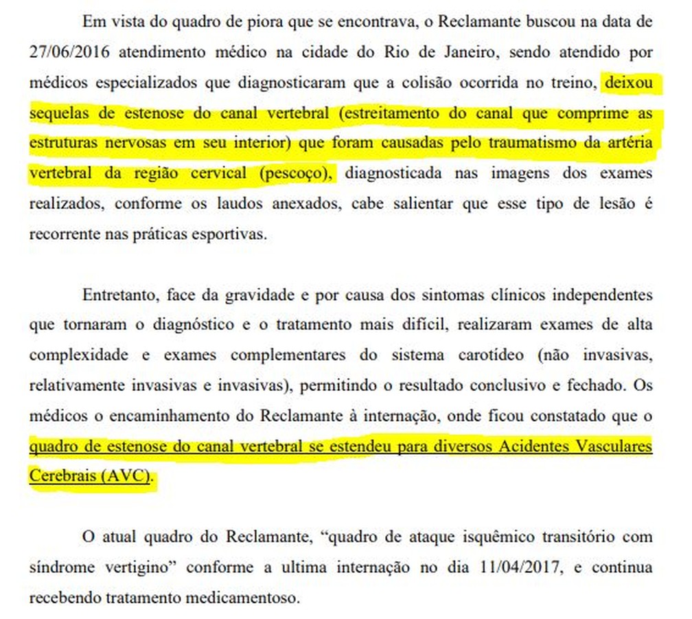 Trecho da representação de Fernando destaca as consequências para a saúde do atleta de acidente de trabalho no Volta Redonda — Foto: Reprodução