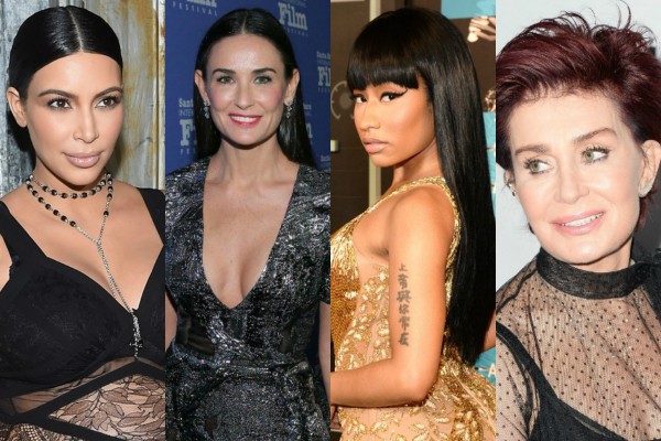 Kim Kardashian, Demi Moore, Nicki Minaj e Sharon Osbourne (Foto: Getty Images)