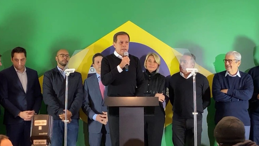 João Doria durante pronunciamento nesta segunda-feira (23) — Foto: Reprodução/Redes sociais