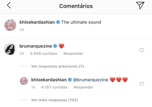 Bruna Marquezine e Khloé Kardashian (Foto: Reprodução/Instagram)